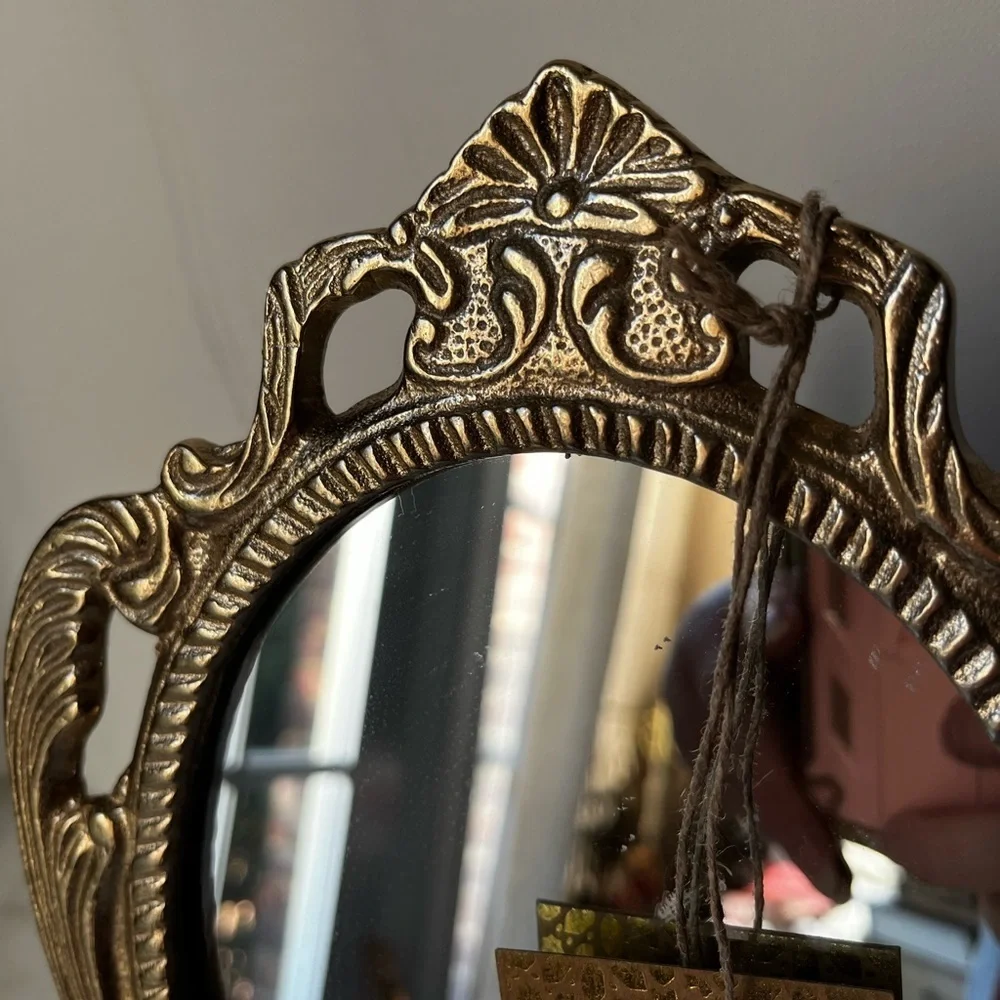 Ornate Gold Oval Mirror metal or brass frame made in India